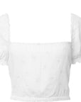 Abercrombie & Fitch Women's White Ruched Square Neck Top