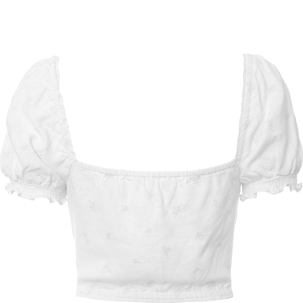 Abercrombie & Fitch Women's White Ruched Square Neck Top