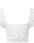 Abercrombie & Fitch Women's White Ruched Square Neck Top