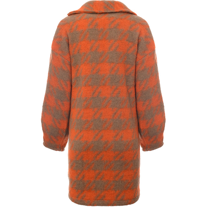 Naanaa Women's Orange Check Coat