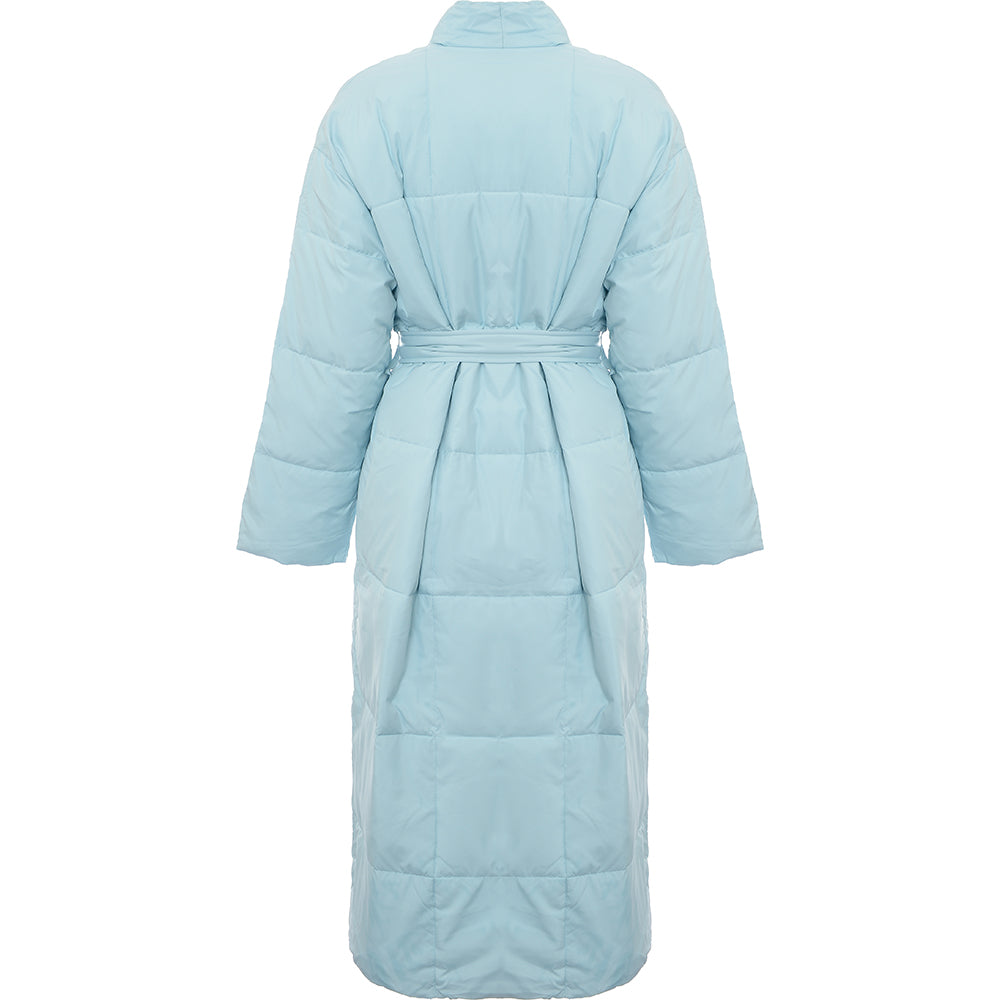 Envii Women's Baby Blue Padded Maxi Coat With Belt