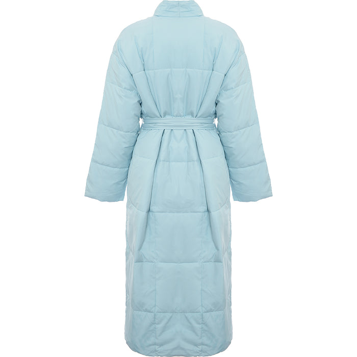 Envii Women's Baby Blue Padded Maxi Coat With Belt