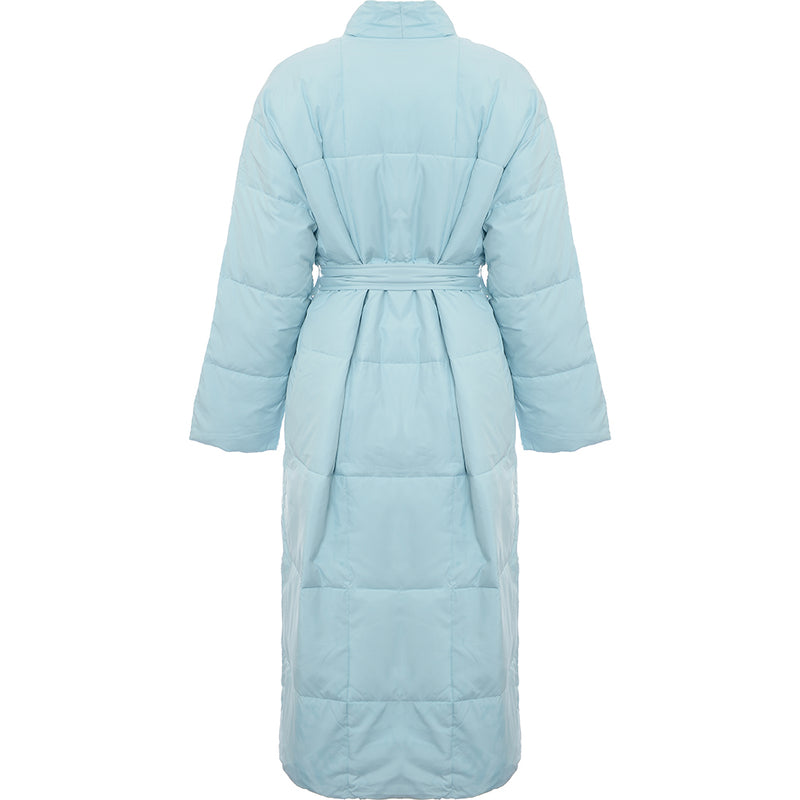 Envii Women's Baby Blue Padded Maxi Coat With Belt