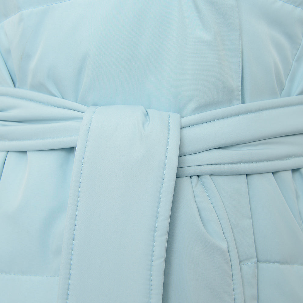 Envii Women's Baby Blue Padded Maxi Coat With Belt