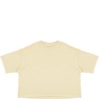 Reebok Women's Beige Central Logo Cropped T-Shirt