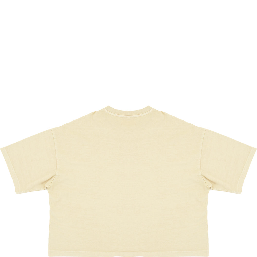 Reebok Women's Beige Central Logo Cropped T-Shirt