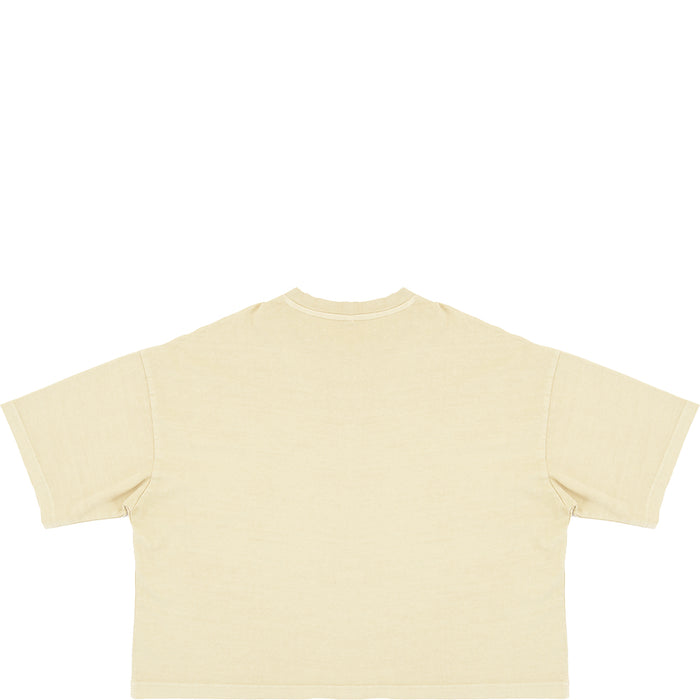 Reebok Women's Beige Central Logo Cropped T-Shirt