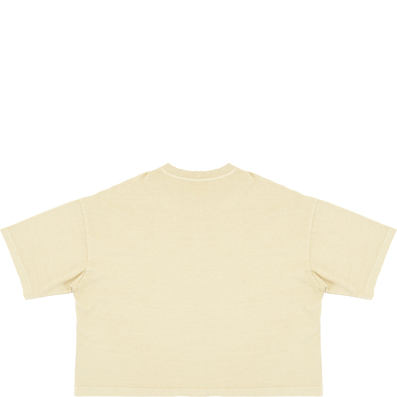 Reebok Women's Beige Central Logo Cropped T-Shirt