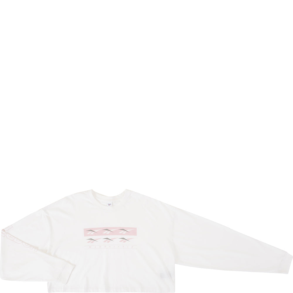 Reebok Women's White And Pink Vintage Sweatshirt