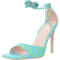 Raid Women's Blue Green Check Bella Heel Sandals