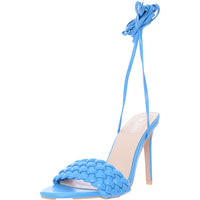 Raid Women's Blue Wide Fit Garry Plait Strap Heeled Sandals