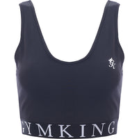 Gym King Women's Black Impact Medium Support Sports Bra With Logo Taping