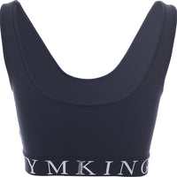 Gym King Women's Black Impact Medium Support Sports Bra With Logo Taping