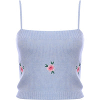 Cotton:On Women's Grey Cropped Embroidered Cable Knit Top