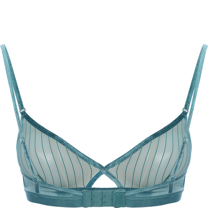 Weekday Women's Dark Green Polly Polyamide Mesh Velvet Trim Bra