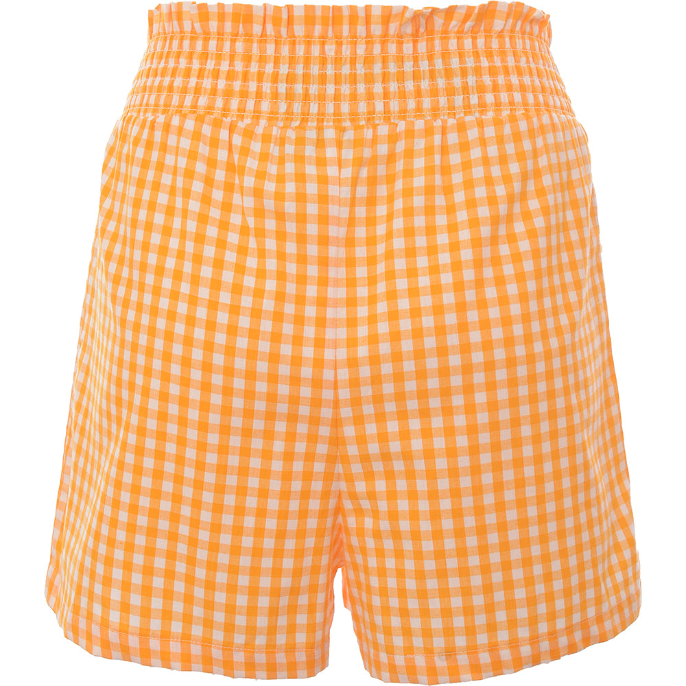 Influence Petite Women's Orange Gingham Print Shorts