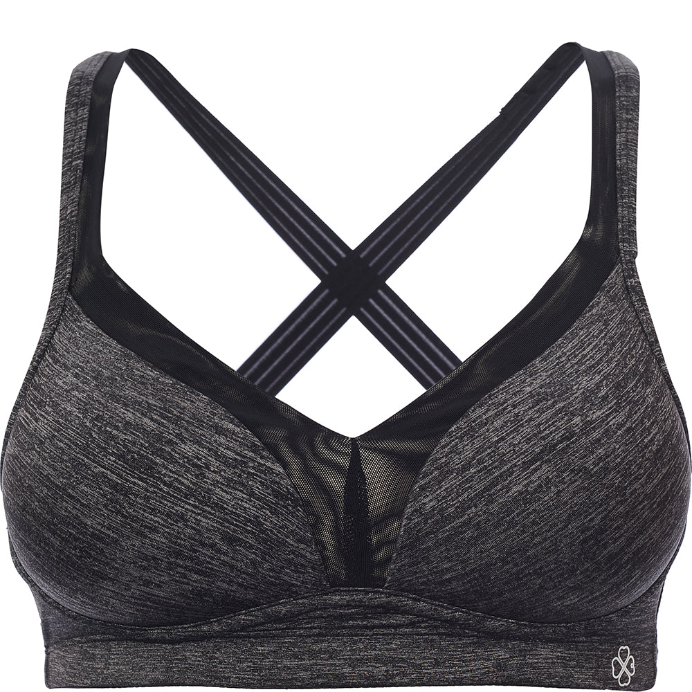 Dorina Womens Grey Outrun High Impact Push-Up Sports Bra