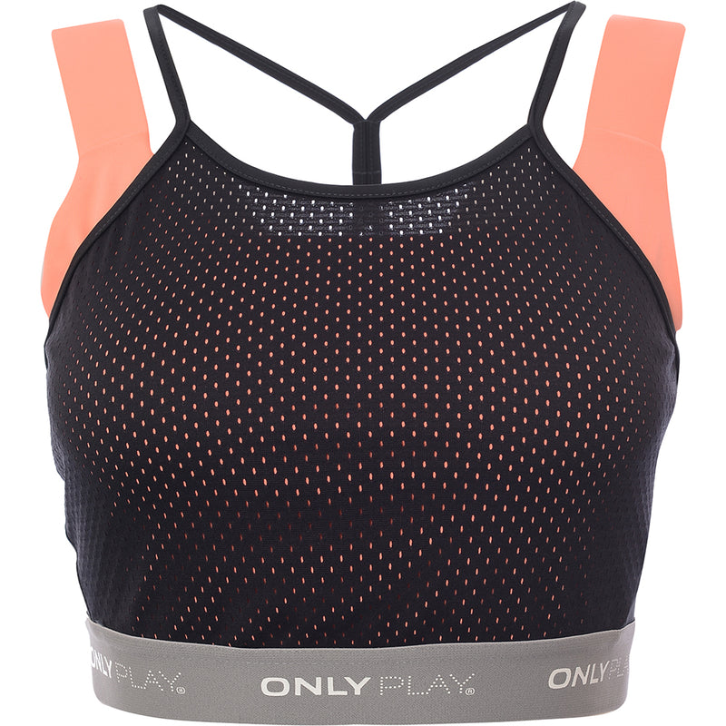 Only Play Women's Black Mesh Double Layer Sports Bra Co-ord