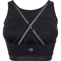 Dorina Women's Black Enhance Micro Lightly Padded Sports Bra With Strappy Back Detail