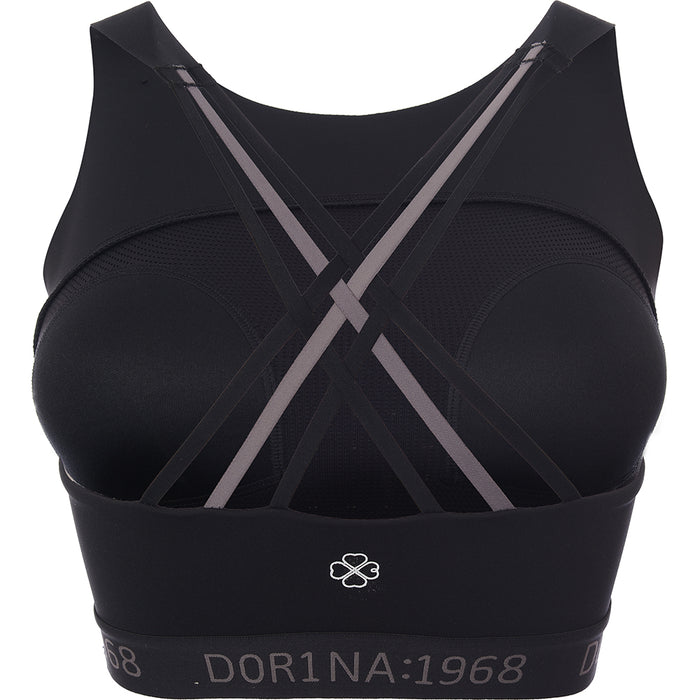 Dorina Women's Black Enhance Micro Lightly Padded Sports Bra With Strappy Back Detail