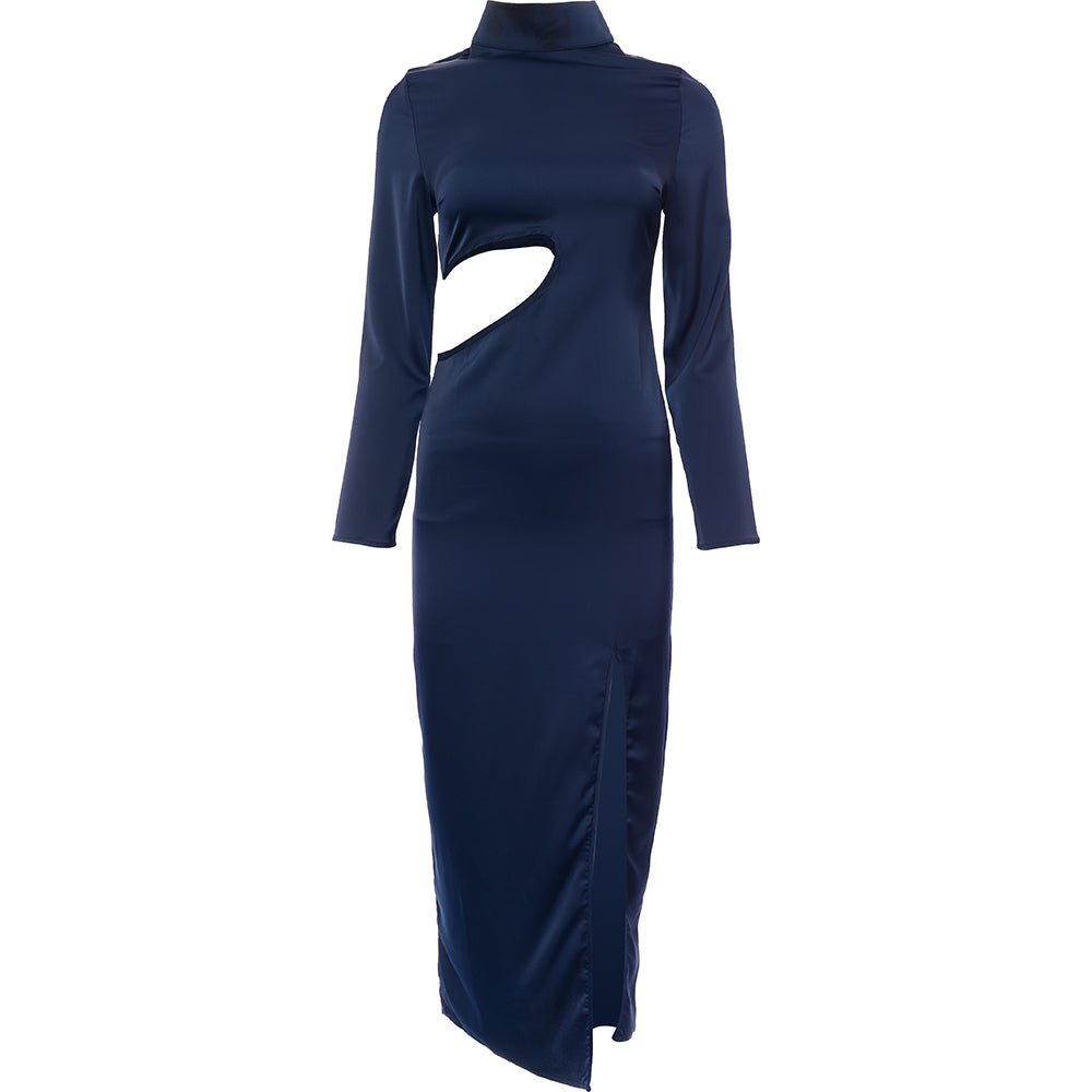 Unique21 Women's Navy High Neck Cut Out Maxi Dress