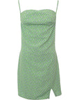 Saint Genies Women's Green Geo Print Strappy Mini Dress