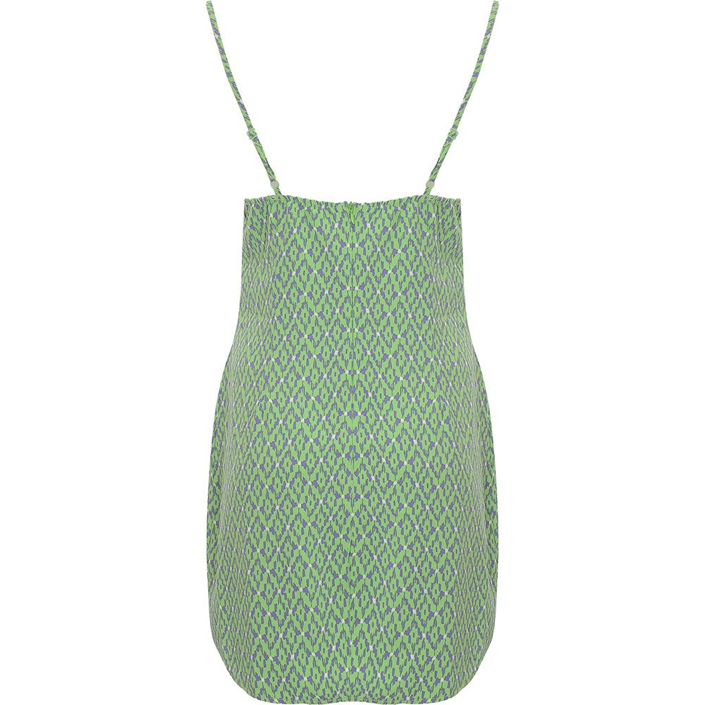 Saint Genies Women&#39;s Green Geo Print Strappy Mini Dress