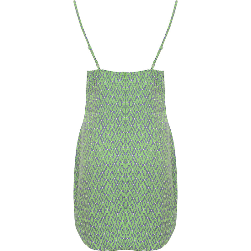 Saint Genies Women's Green Geo Print Strappy Mini Dress