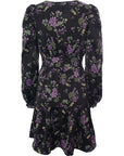 Y.A.S Women's Dark Floral Mini Smock Dress With Puff Sleeve