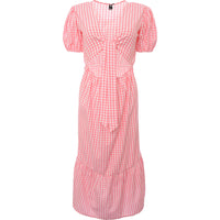 Influence Women's Pink Gingham Tie Front Midi Dress