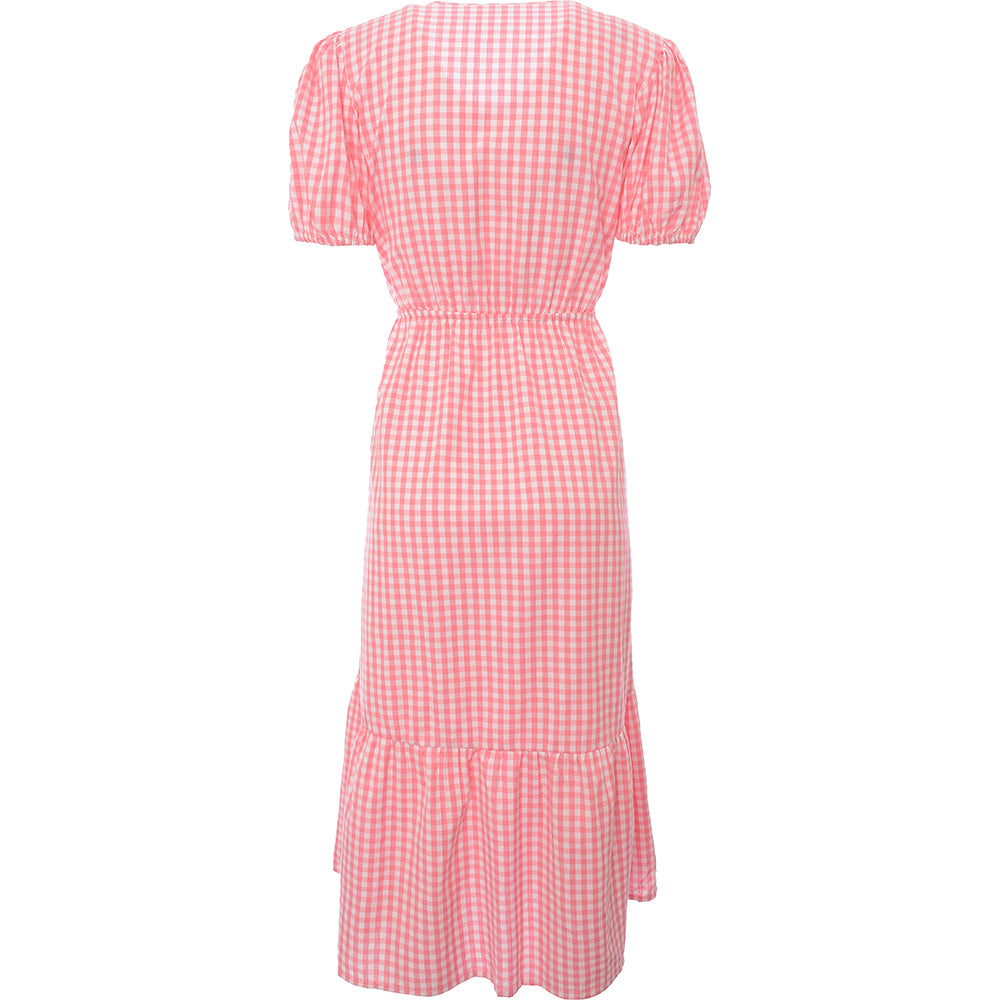 Influence Women's Pink Gingham Tie Front Midi Dress