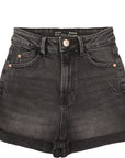 Stradivarius Women's Black Wash Cotton Slim Mom Denim Short