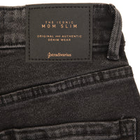 Stradivarius Women's Black Wash Cotton Slim Mom Denim Short