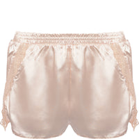 Lost Ink Womens Champagne Satin Lace Insert Shorts