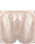 Lost Ink Womens Champagne Satin Lace Insert Shorts