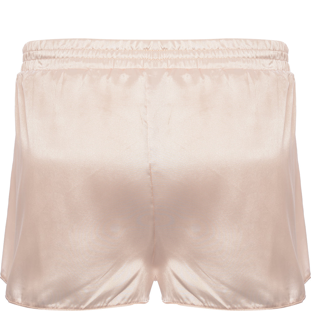 Lost Ink Womens Champagne Satin Lace Insert Shorts