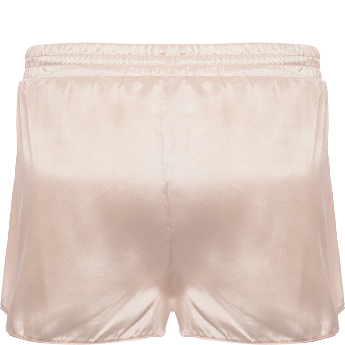 Lost Ink Womens Champagne Satin Lace Insert Shorts