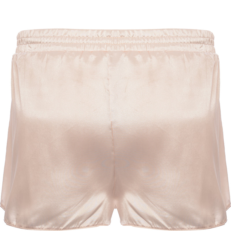 Lost Ink Womens Champagne Satin Lace Insert Shorts