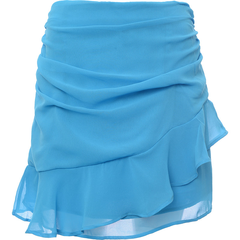 Mango Women's Blue Frill Detail Mini Skirt