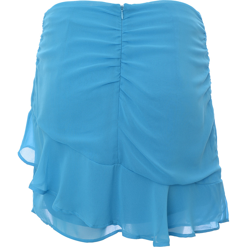 Mango Women's Blue Frill Detail Mini Skirt