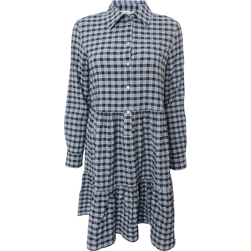 Mango Womens Blue And Black Gingham Shirt Dress