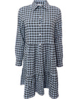 Mango Womens Blue And Black Gingham Shirt Dress