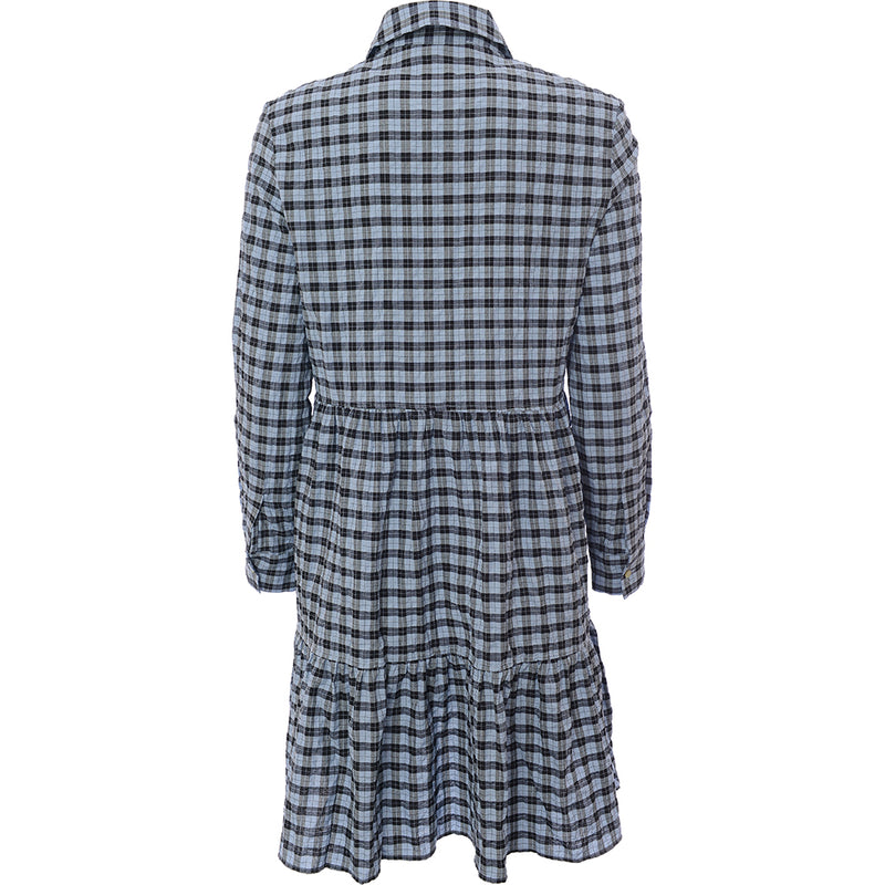 Mango Womens Blue And Black Gingham Shirt Dress