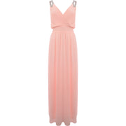 Tfnc Womens Bridesmaid Wrap Front Chiffon Maxi Dress In Whisper Pink