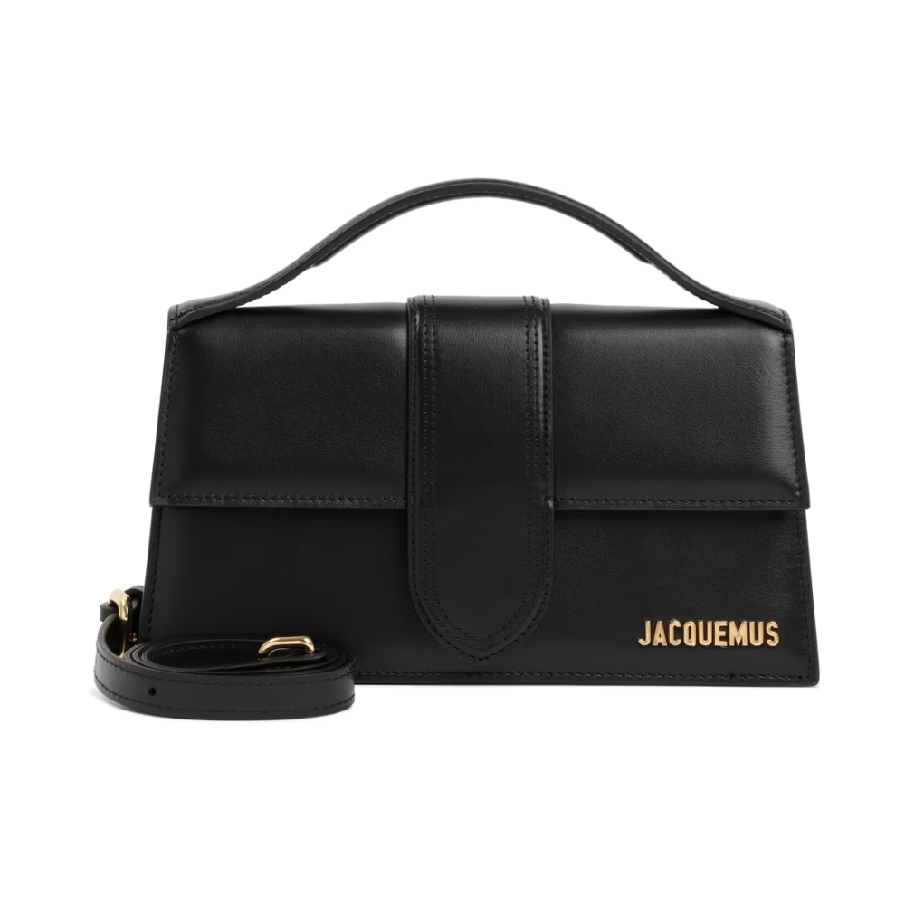 Le Grand Bambino Black leather crossbody bag with gold hardware