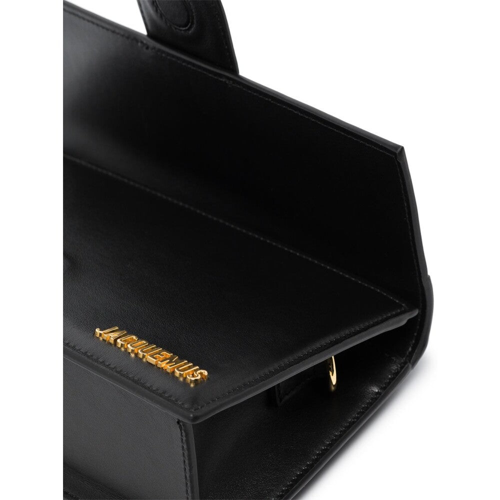 Le Grand Bambino Black leather crossbody bag with gold hardware