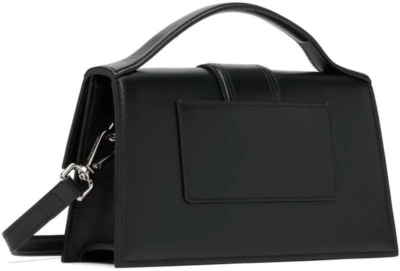 Le Grand Bambino Black leather crossbody bag with silver hardware