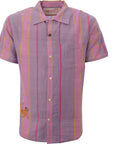 Kardo Mens Purple Short Sleeve Matka Silk Shirt