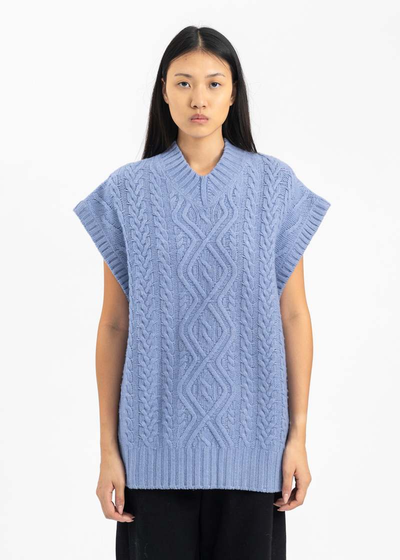 Martine Rose Womens Cornflower Blue Cable Knit Vest