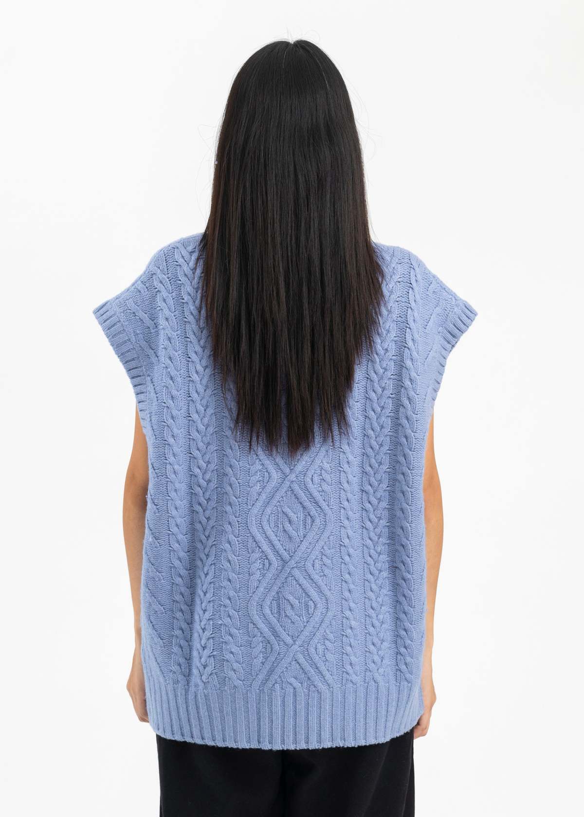 Martine Rose Womens Cornflower Blue Cable Knit Vest